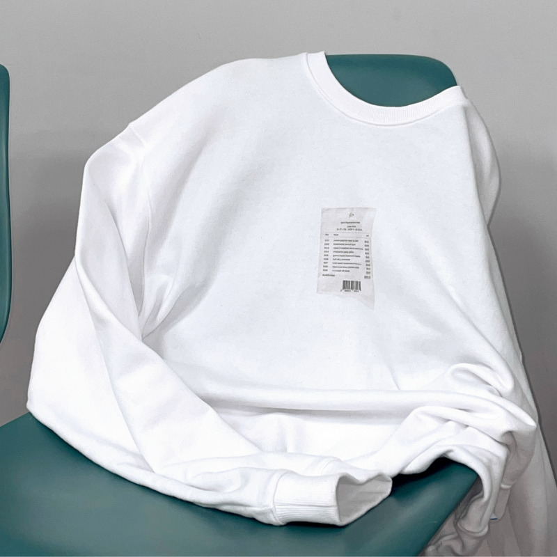 glow damaged receipt crewneck