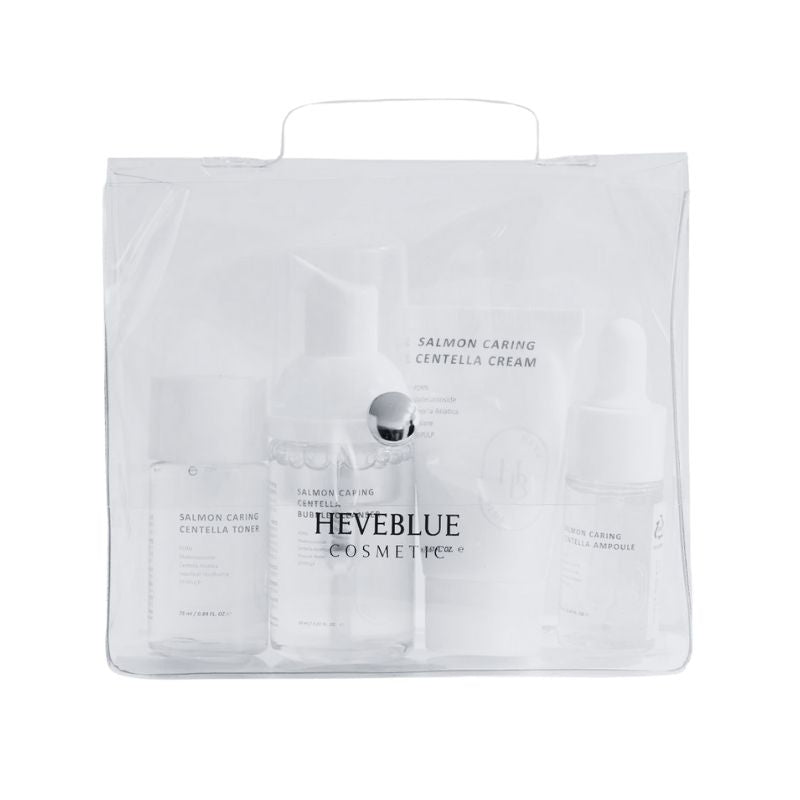 HEVEBLUE Salmon Caring Centella Special Travel Kit Bag (Skincare Set)