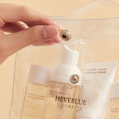 HEVEBLUE Salmon Caring Centella Special Travel Kit Bag (Skincare Set)