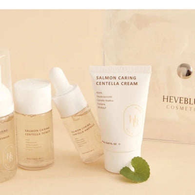 HEVEBLUE Salmon Caring Centella Special Travel Kit Bag (Skincare Set)