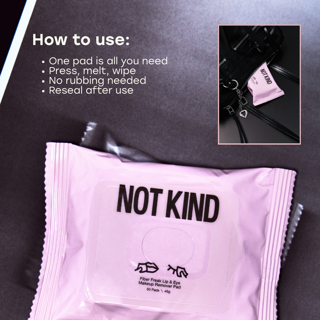 NOT KIND Fiber Freak Lip &amp; Eye Makeup Remover Pad (60 pads)