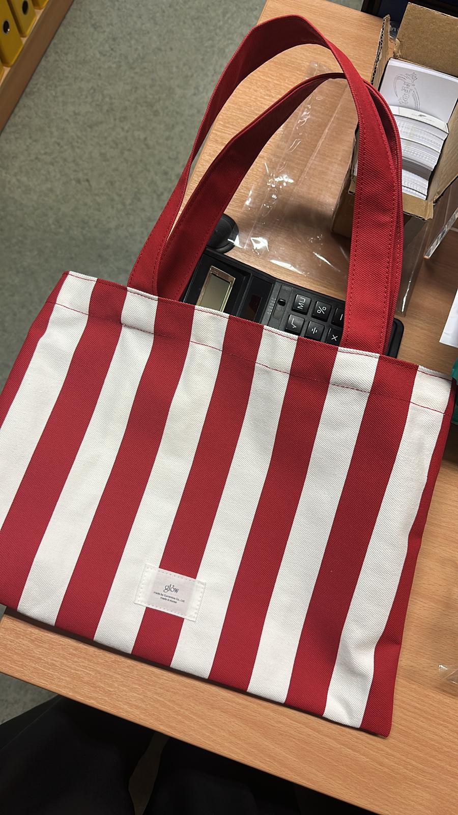 glow holiday eco bag (red stripes)