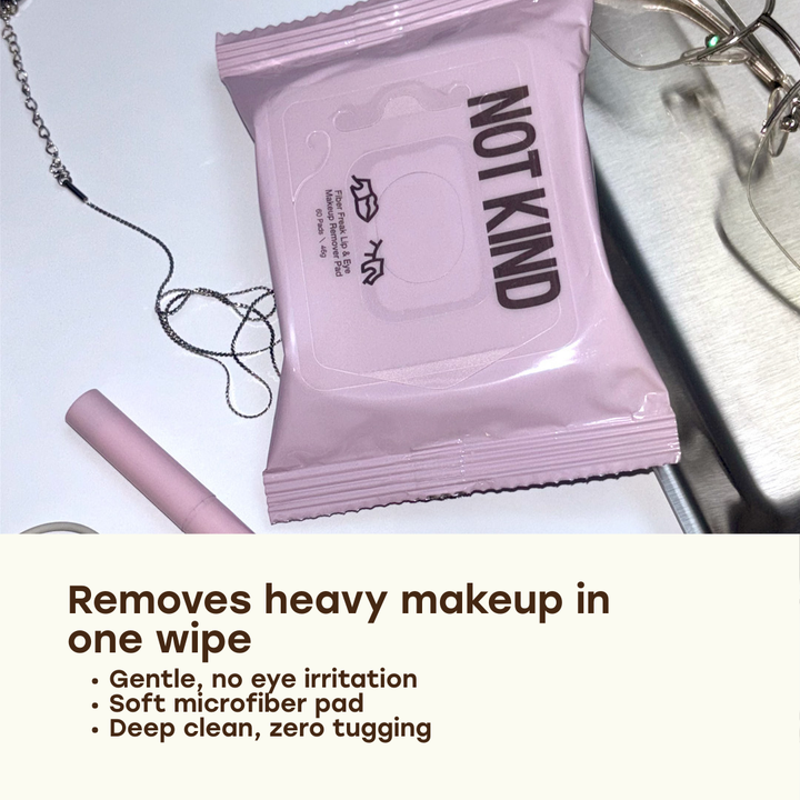 NOT KIND Fiber Freak Lip &amp; Eye Makeup Remover Pad (60 pads)